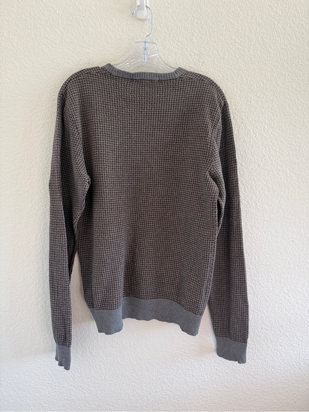 Old Navy 100% Cotton Men's Charcoal and Brown Knit Crewneck‎ Sweater- Vintage - Picture 2 of 9